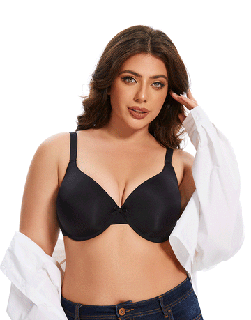 Mesh Curvy Lightly Padded T-Shirt Bra -BLACK
